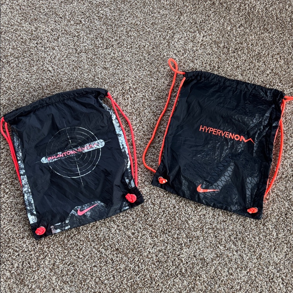 Two Nike Cinch Sacs, Black Phantomvenom and Hypervenom ⚽️